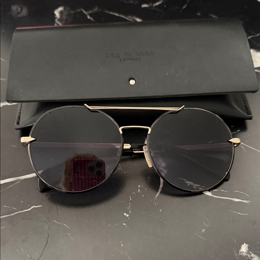 Rag & Bone Black and Gold Sunglasses